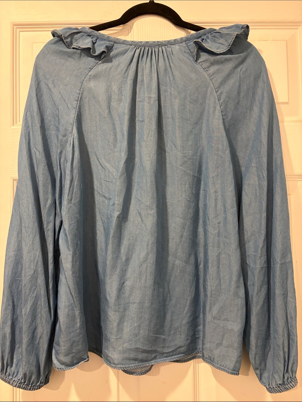 LOFT Light Blue Ruffle-Trim Peasant Blouse - Picture 3 of 3
